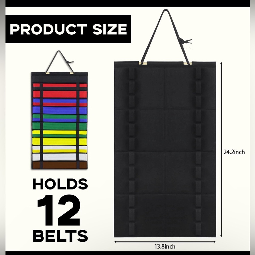 Dynoro Karate Belt Display Rack Holds 12 Belts - Premium Wall Mountable Martial - Picture 3 of 3